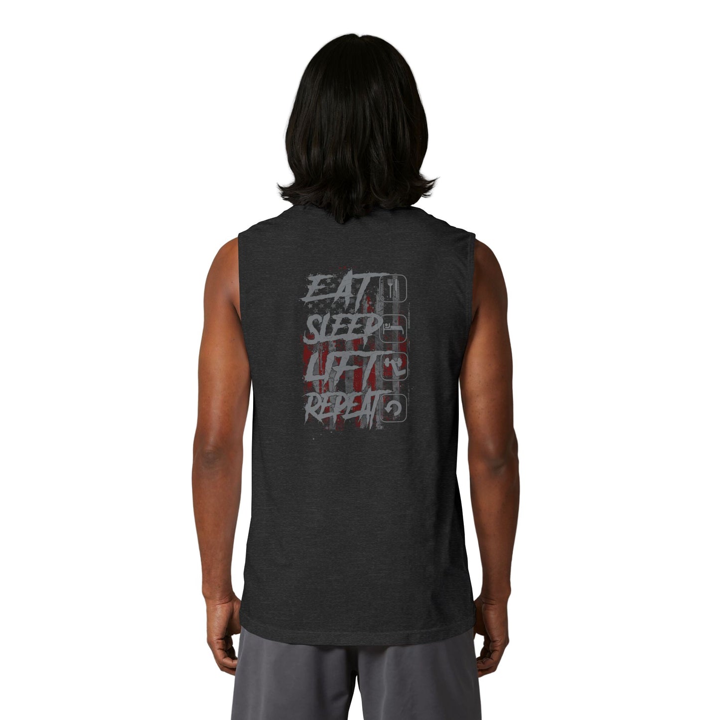 Muscle Tank — 'Eat Sleep Lift Repeat' Gym Tank Top, Weightlifting Workout Tee