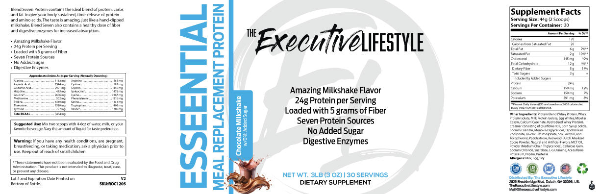 Essential Meal Replacement Protein: Chocolate Milkshake
