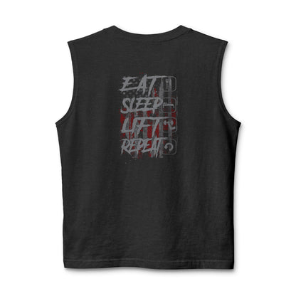 Muscle Tank — 'Eat Sleep Lift Repeat' Gym Tank Top, Weightlifting Workout Tee