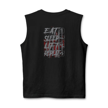 Muscle Tank — 'Eat Sleep Lift Repeat' Gym Tank Top, Weightlifting Workout Tee