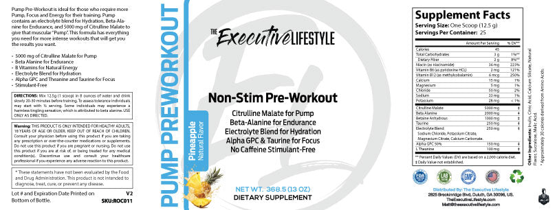 Non-Stim Pump Pre-Workout: Pineapple